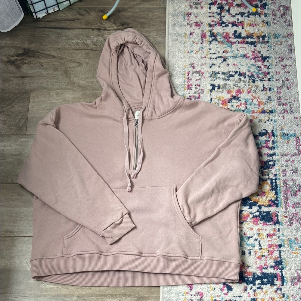 American Eagle Taupe hooded half zip